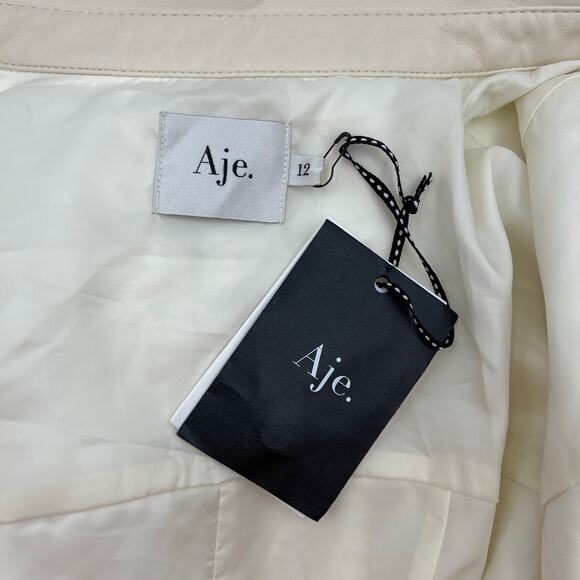 Aje Claire Pearl Mini Dress Faux Leather Ivory Cream Ecru White - Picture 4 of 15